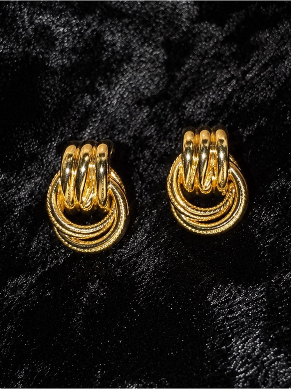 18K Plated Gold Tone Knot Earrings Luxury Style